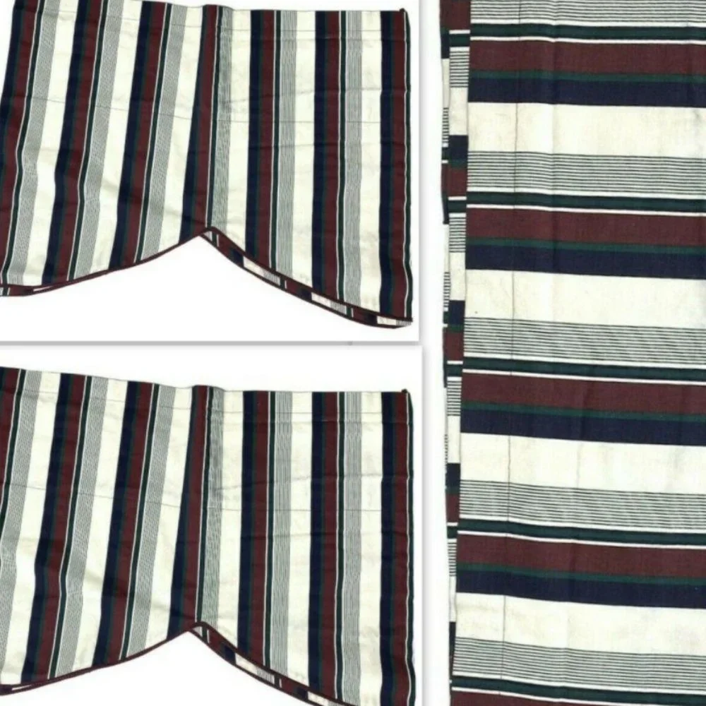 3 Vintage Custom Valances Curtains Luxury Stripe